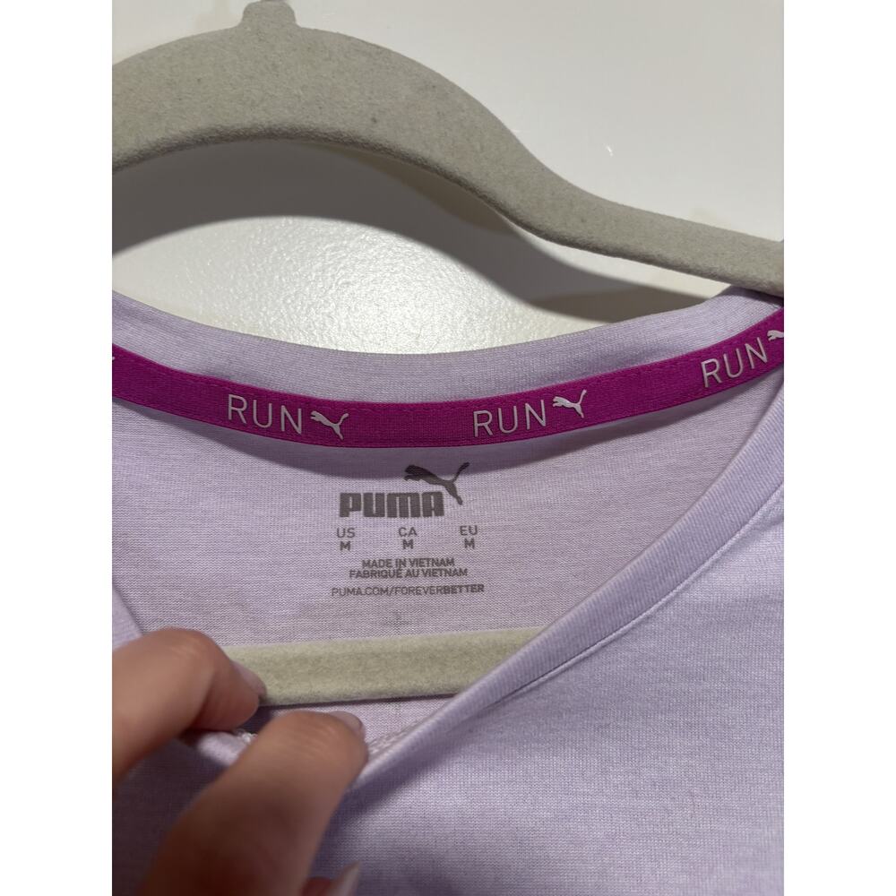 Puma Lavender Run Logo Athletic Tee M - Picture 3 of 7